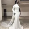 2019 Africano White High Neck Satin Sereia Vestidos De Noite Um Ombro Ruched Sweep Train Formal Party Tapete Vermelho Vestidos De Prom