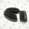 MOQ 100 PCS LOGOTIPO personalizado Mini Cerdas de jabalí Cepillos para barba Mango de madera negro Cepillo de limpieza facial para hombres Aseo