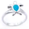 Anello con opale di fuoco blu con design tartaruga marina Anelli con dito in argento 925 genuino per gioielli da donna alla moda di 248S