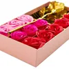 12pcs caixa rosa flor romântica rosas sabão pétalas com folha de ouro rosa flores para dia dos namorados dia mães casamento aniversário de aniversário de casamento