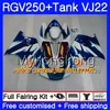 Corps Rothmans Bleu + Réservoir Pour SUZUKI RGV250 VJ22 1988 1989 1990 1991 1992 1993 307HM.50 RGV-250 VJ21 RGV 250 88 89 90 91 92 93 Kit de carénage