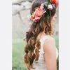 Romantisk Bohemian Wedding Flower Headband Bridal Headpiece Flower Crown Boho Bröllop Kronor Brudar Head Garland Hårblommor Tillbehör