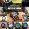 2020 Smael obserwuje mężczyzn armia wojskowa męska obserwowanie Electronic LED LED Sport Cyfrowy Zegar męski 1385 S Shock Sport Watch 201b