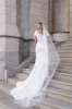 Stretch crêpe zeemeermin trouwjurken bescheiden korte mouwen vierkante nekknoppen terug eenvoudige LDS bruidsjurken religieuze bruid toga mouwen