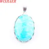 WOJIAER femmes pendentif naturel bleu Howlite Aventurine vert Jade pierre gemme oeuf perle argent pendentifs hommes fabrication de bijoux BN329