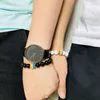 Donna Uomo Bandiera arcobaleno Palla Pietra naturale 18 Agata Onice nero Perline Bracciale Bangle June LGBT GAY Pride Coppia Bracciali Gioielli per Amore