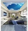 3D foto mural teto personalizado papel de parede decoração de interiores HD céu azul nuvens brancas luz solar sala zenith teto papel de parede mural