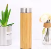 500ml Bamboo Water Bottle Stainless Steel Cup With Tea Infuser Strainer Vacuum Insulated Tumblers Wooden Straight Cups Car Cup GGA2361