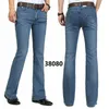 Hoge kwaliteit en promotie 2018 heren mid taille elastische slanke boot cut semi-flared bel bodem business casual jeans vier seizoenen y190603