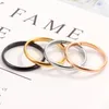 Exquisite stainless steel lady's shining couple cute knuckle tail ring simple thin slim smooth 18k rose gold plated silver black wedding rings for girls female