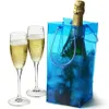 Durable Transparent PVC Champagne Wine Ice Bag 11*11*25cm Pouch Cooler Bag with Handle Portable Clear Storage Outdoor Cooling Bags OOA5117