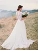 Nuovi abiti da sposa da spiaggia West Country A Line scollo a V 3/4 manica lunga Boho abito da sposa su misura eleganti abiti da sposa 760