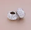 100PCS/lot Tibetan Silver Big Hole Crystal Spacer Beads charms For Jewelry Making 12mm