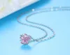 Crystal Flower Hanger Kettingen Dames Zilveren Link Chain Pink Sakura Cherry Valentines Day Kerst Sieraden Verjaardagsgeschenken voor Meisjesvriend