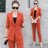 Office Lady Business Pak Effen Kleur 2 Stuks Set Dames Pak Blazer Coat Pants Jacket and Broek Suits Ljja2639-11