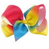 12 Colors 5 Inches Large Rainbow Geometric Pattern Hair Bow Wich Clip Baby Girl Fashion Hair Clip Children Hair Accessories M298