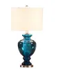 American blue glass table lamps Bedroom study bedside desk lamp el living room decorative table light LR0082814587