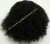 140G AFROの変態巻き巻き毛の伸びの人間の髪の毛皮のクリアの描かれたポニーテールのヘアピースジェットブラックパフ