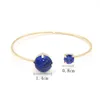 Fashion Gold Color Rose Quartz Turkos Sten Manschett Bangle Bracelet Lapis Lazuli Druzy Armband för kvinnor