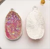 1pcs Titanium Rainbow Opal White Raw Mineral Crystal Quartz Druzy Pendant for Jewelry Making Necklace Drusy Geode Druzy Pendant