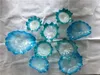 Artistic Murano Flower Plates Wall Lamps Arts Blue Yellow Shade Decorative Hand Blown Glass Hanging with Scallop Edges