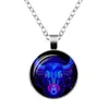 12 Zodiac Sign Pendant Necklace Glass Cabochon Double Galaxy Constellation Horoscope Astrology Necklace For Women Men Jewelry233S8008377