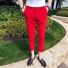 Mens Suit Pants Spring and Summer Boutique Fashion Solid Color Casual Business Pants Men Slim Casual Ankle Length Pants279B