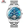 TEVISE hommes montres automatiques de luxe en acier inoxydable Tourbillon phase de lune montre-bracelet mécanique cadeaux masculins Relogio Masculino