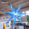 Hängande belysning uppblåsbara stjärna ballong 2m / 3m personlig ljusblå pendent alien rymdfarkost modell för konsert plats fest dekoration
