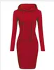 フーディードレス秋の冬の暖かいスウェットシャツ長袖ドレス女性服フード付き首輪ポケットデザインシンプルな女性ドレス3006