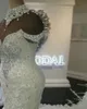 Abiti da sposa a sirena araba di lusso Dubai Perline Cristalli Corte dei treni Backless Plus Size Abiti da sposa Personalizzati