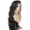 Perruque Lace Front Wig synthétique noire pour femmes, perruque Body Wave, sans colle, en Fiber résistante à la chaleur, avec frange, partie latérale, pleine densité9497615