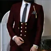 Handsome Gold buttons Groomsmen Peak Lapel Groom Tuxedos Men Suits Wedding/Prom Man Blazer ( Jacket+Pants+Vest+Tie) A231