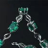 Pulsera de moda Joyas Emeralda Pulsera de piedras preciosas para mujeres Mujeres de lujo Emerald Silver Jewelry Bodas Regalo al por mayor ZJJ52