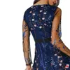 Sexy Vrouwen Floral Borduurwerk Jurk Sheer Mesh Summer Boho Mini A-Lijn Jurk Doorzichtige Black Dress 2018 Vestidos de Festa