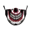 10st Andningsbar Halloween Digital Utskrift Mask 2 Lager Vuxen Maskerad Party Joker Face Masks Återanvändbar Anti-Fog Cosplay Mascherine