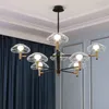 Postmodern LED żyrandol oświetlenie żelaza szkło jadalnia Deco Fixury salon Lampy wiszące Sypialnia Wiszące światła