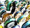 50pcs Najnowsze mężczyźni Kolorowa szkliwa szkliwa Ręcznie malowana porcelanowa Elegancka pierścień ze stali nierdzewnej Whole Trendy Biżuteria 8466555