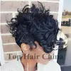 Top Court Crépus Bouclés Cheveux Pleine Perruque Simulation Perruque Humaine Perruques Synthétiques cheveux vierges Brésiliens Malaisiens Indiens Perruques Pour Noir Wome5571373