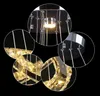 램프 거실 주방 침실 주도 샹들리에 조명기구 매달려 현대 홈 인테리어 4 반지 광택 천장 조명 라운드 크리스탈