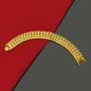 Herz-Gliederkette, 18 Karat Gelbgold gefüllt, Damen-Herren-Armband, Handgelenkkette, klassischer Schmuck, 15 mm breit
