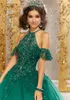 Hunter Beaded Ball Suknia Quinceanera Off Shoulder Halter Neck Appliqued Sweet 16 Dress Tulle Sweep Pociąg Cekinowe Suknie Masquerade