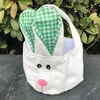 Nuevas cestas de conejito de Pascua dibujos animados lindo conejo orejas largas bolsos conejito a cuadros bolsa de almacenamiento impresa bolsa de regalo de Pascua 5 colores C5913