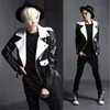 New Arrival Fashion Mens Punk Gothic Motor Leather Jacket Man Slim Fit Short Coat Outwear Black/white Biker Jackets