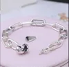 Real S925 Sterling Silver Charms Armband Mig Samarbete Chunky Link Armband Bangle Fit For Pandora Diy Bead Charm