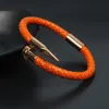 Venda quente couro genuíno pulseira de homens de aço inoxidável Pulseiras Magnetic fecho de jóias Bangle para mulheres presente