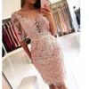 Elegant Knee Length Sheath Cocktail Dresses 2019 Sexy Half Sleeves Formal Party Homecoming Dresse Robe De Cocktail Plus Size Prom Gowns