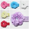 Girl Peony Hair Band with Crystal Clips soft Crochet Headband Headwrap Baby Flower Headwear Accessories 13pcs GZ7425