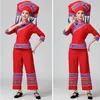 HuNan tujia miao Outfit Hat + Jacket + Pants Guangxi zhuang Garment minority dance dress Lady Enthnic Vacation party costume