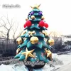 Outdoor Simulated Inflatable Christmas Tree 5m Height Blow Up Xmas Tree With Ornament Ball For Yard Decoration